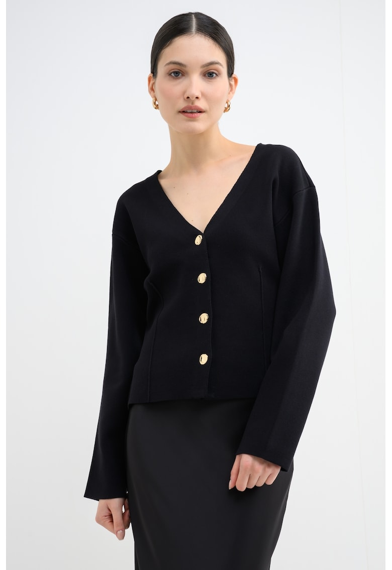 Cardigan slim fit cu decolteu in V