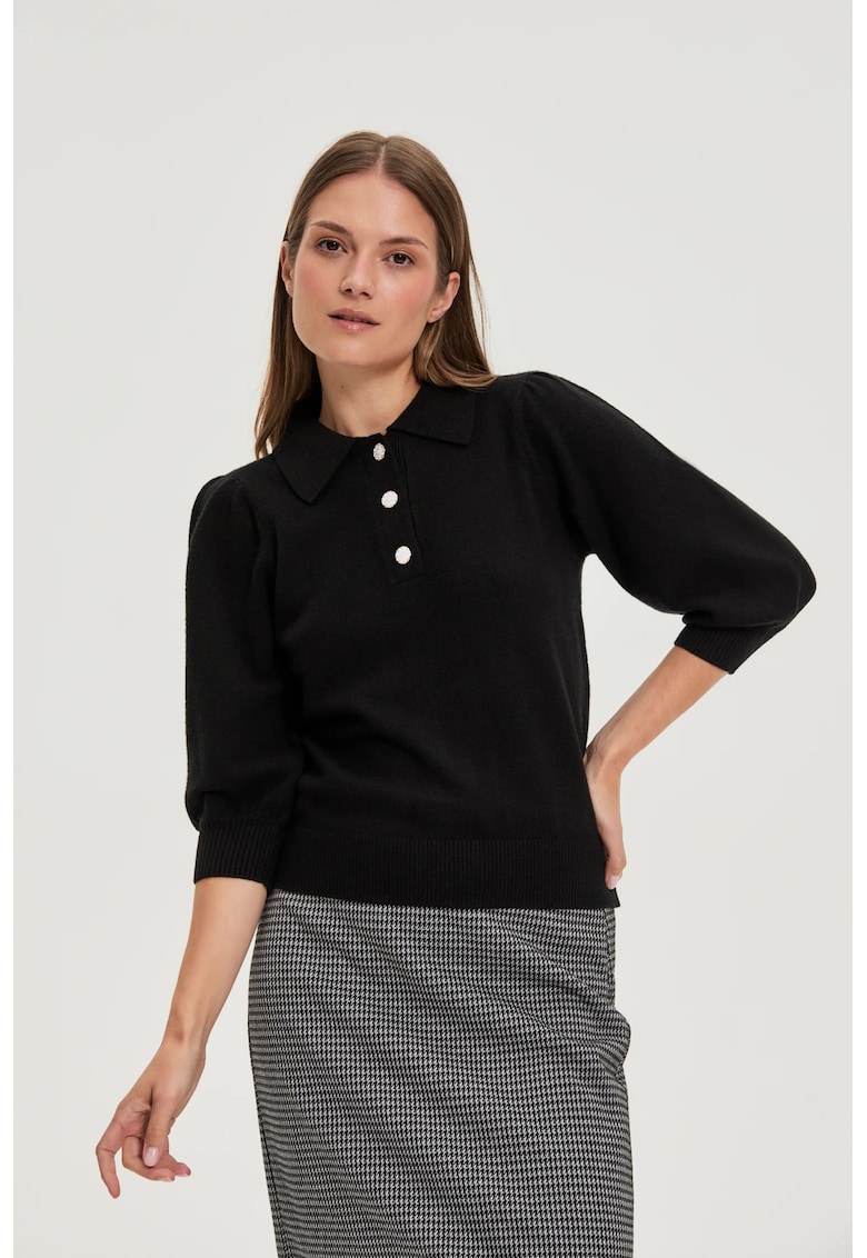 Pulover cu guler negru - Negru