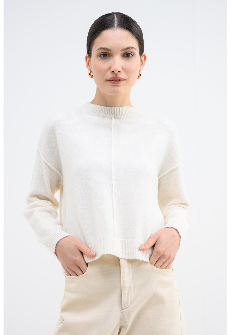 Pulover cu maneci cazute - Alb murdar