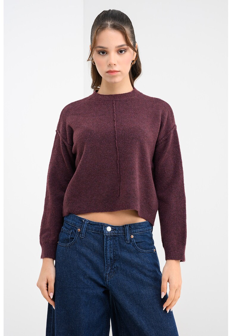 Pulover cu maneci cazute - Violet melange