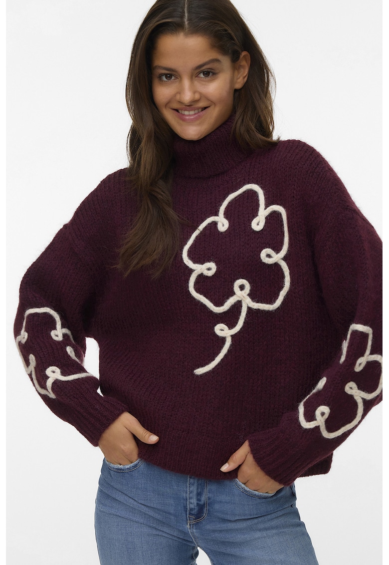 Pulover din amestec de lana cu guler inalt