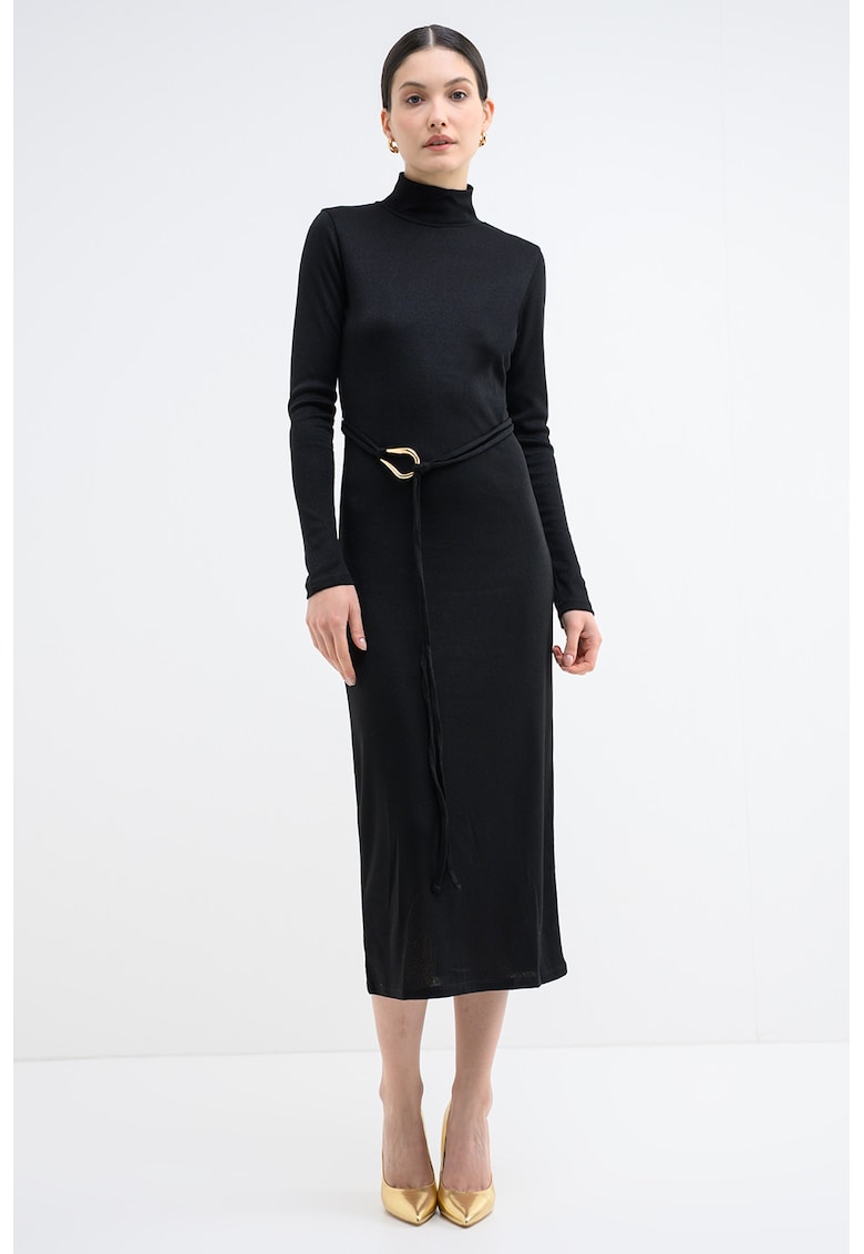 Rochie midi cu un cordon Louisa - Negru