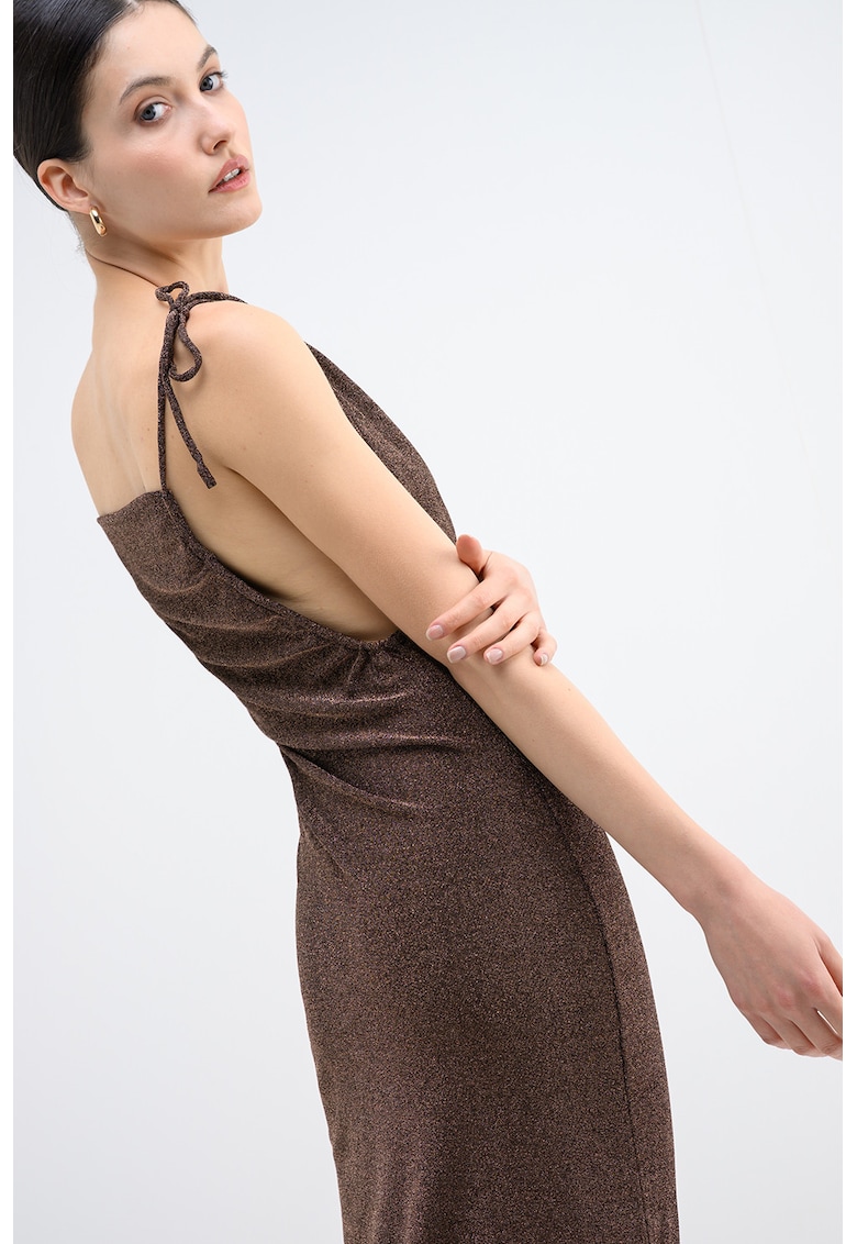 Rochie midi stralucitoare - Auriu/Negru