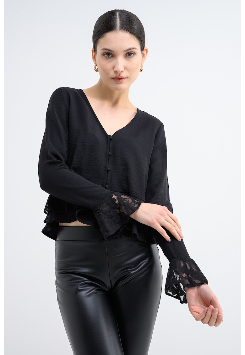 Bluza vaporoasa cu terminatie cu volane Pinja