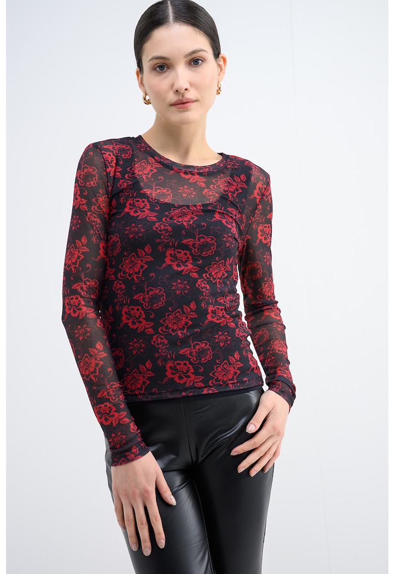 Bluza cu decolteu rotund si imprimeu