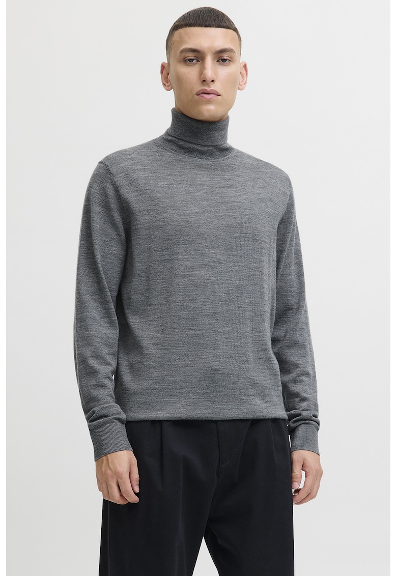 Pulover din lana Merinos cu guler inalt