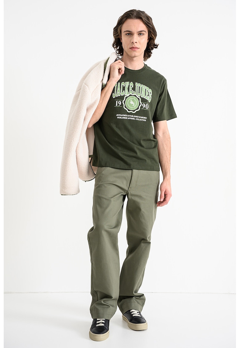 Tricou regular fit cu imprimeu logo contrastant Mako - Alb/Verde