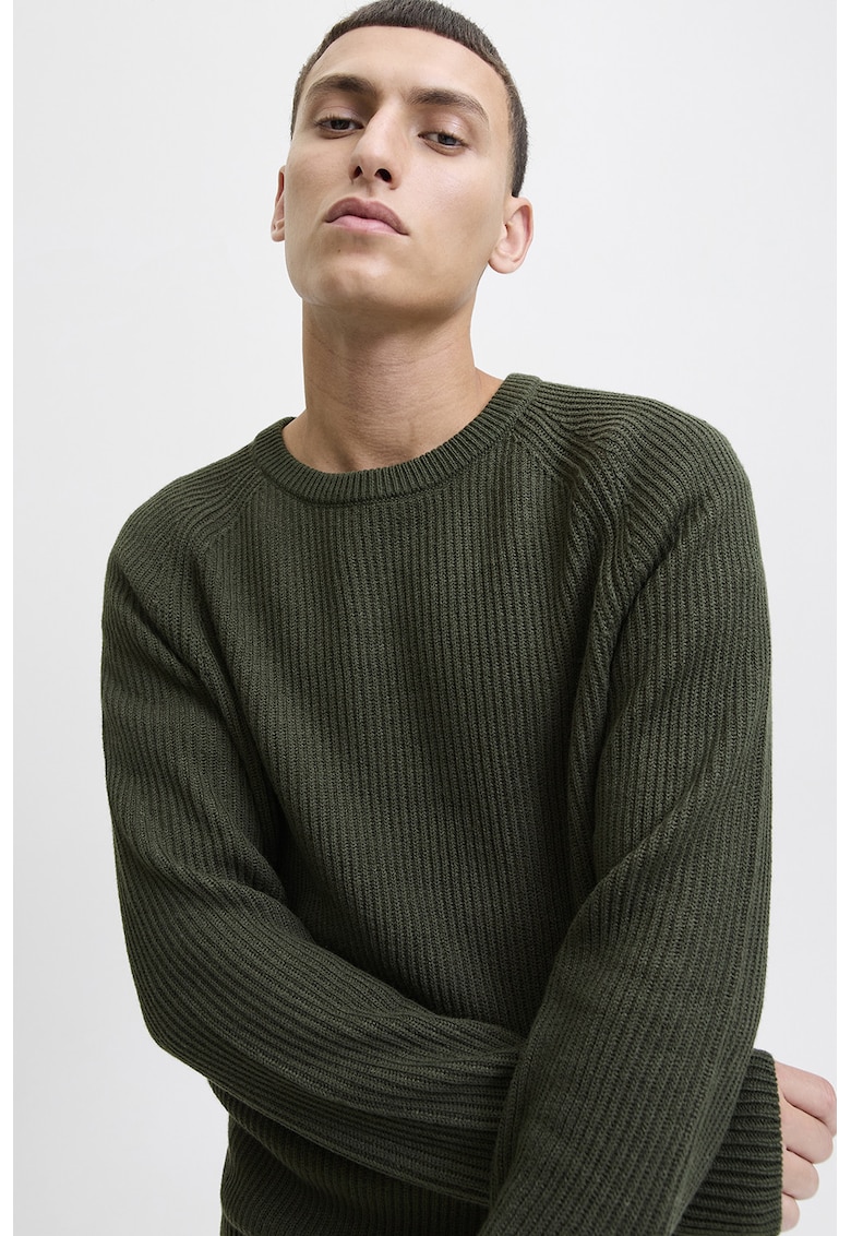 Pulover cu maneci raglan - Verde inchis