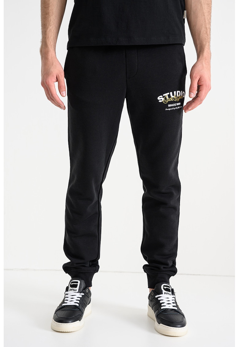 Pantaloni de trening din amestec de bumbac cu imprimeu logo Gordon