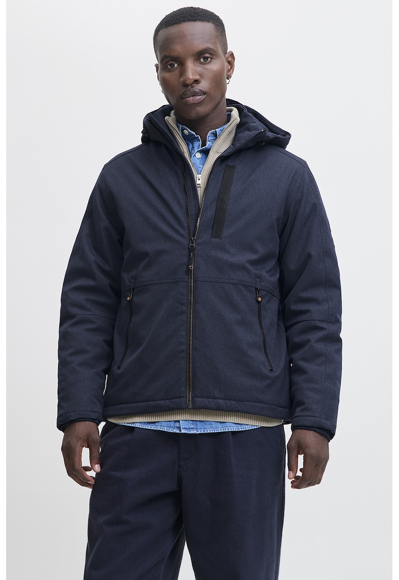 Jacheta cu buzunare cu fermoar si gluga