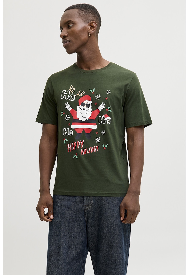 Tricou din bumbac cu imprimeu tematic de Craciun