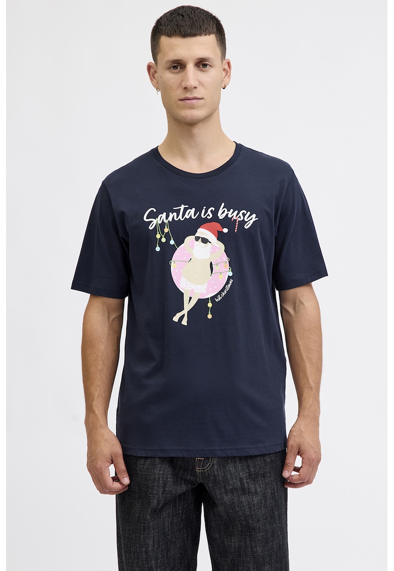 Tricou din bumbac cu imprimeu tematic de Craciun