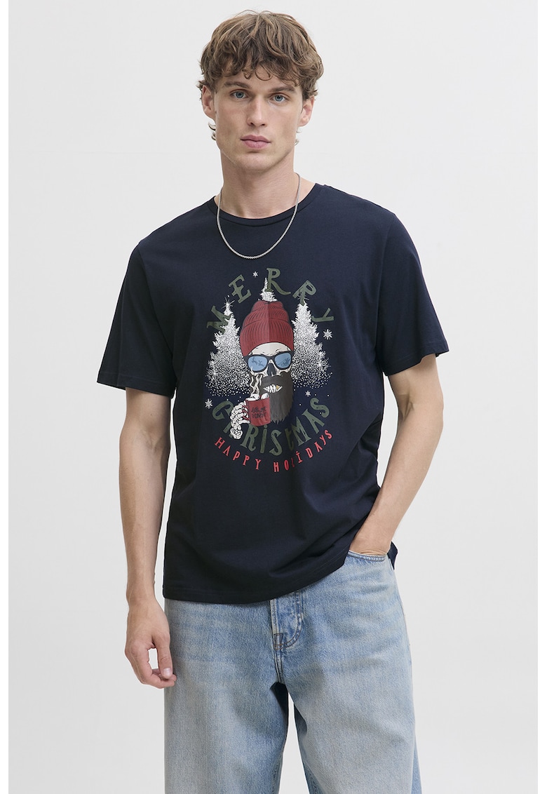 Tricou din bumbac cu imprimeu tematic de Craciun