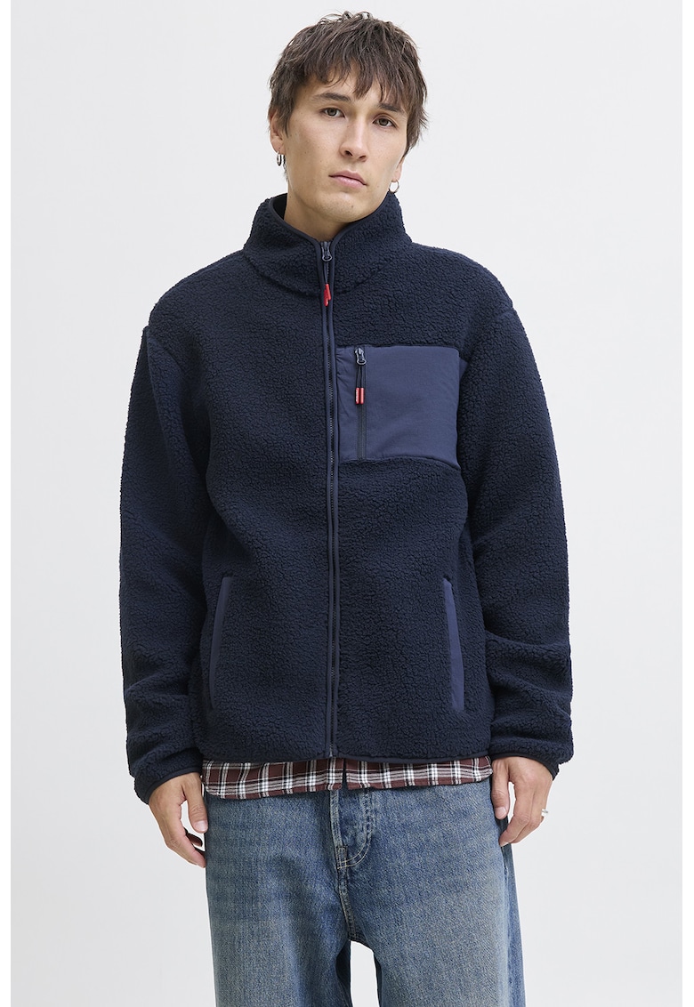 Jacheta din fleece cu buzunare cu fermoar