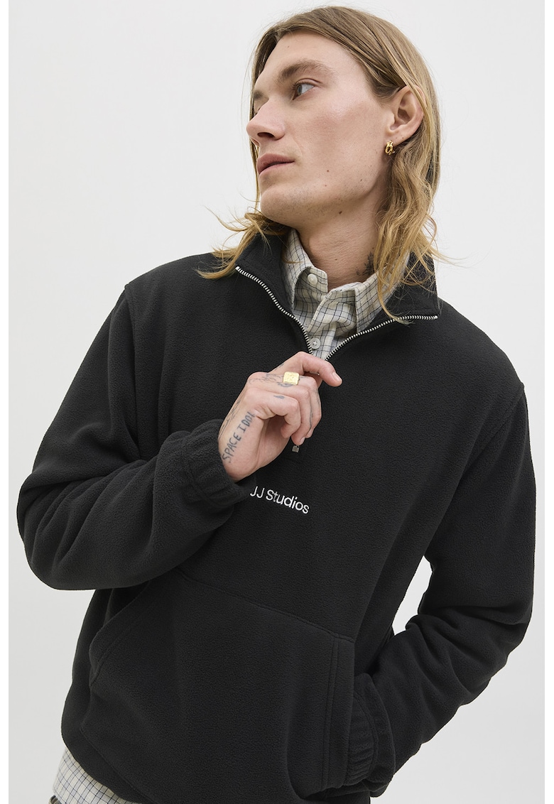 Bluza de trening din fleece cu fenta cu fermoar