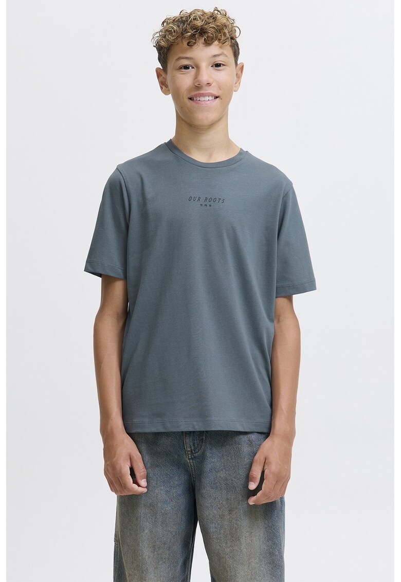 Tricou cu imprimeu text - Albastru prafuit