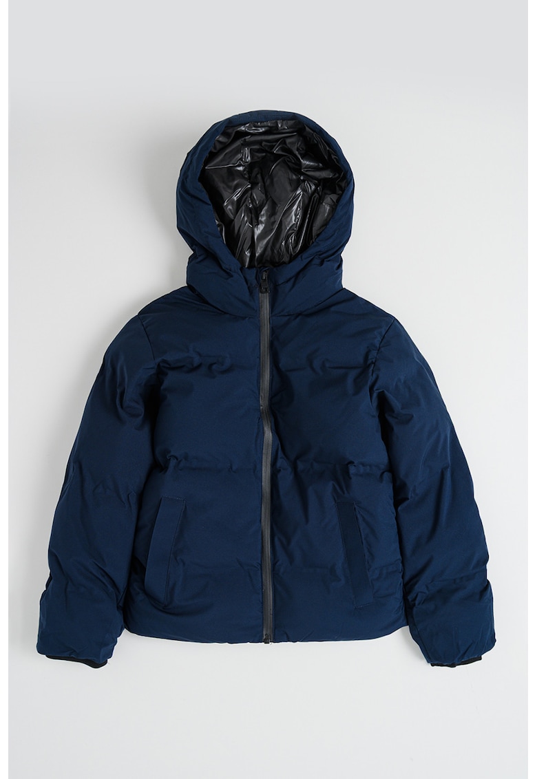 Geaca cu fermoar si gluga - Bleumarin