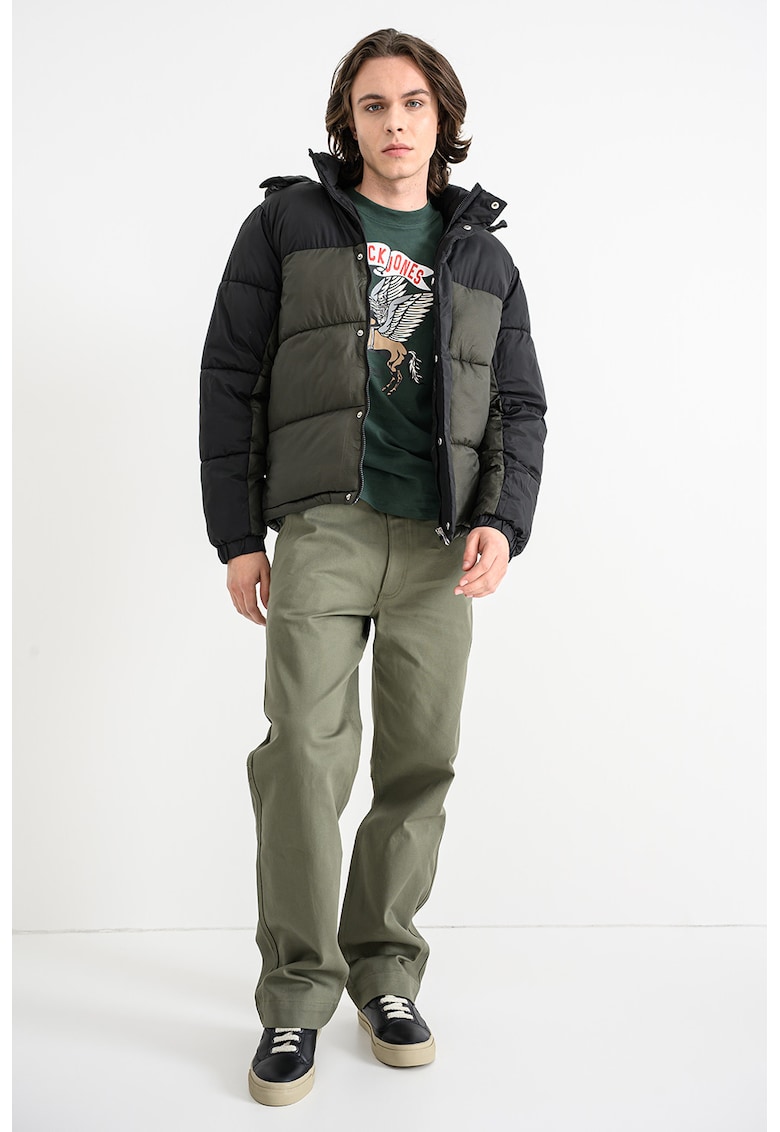 Geaca cu vatelina si mansete elastice - Negru/Kaki pal