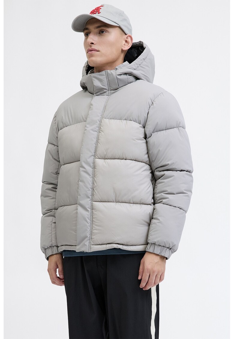 Geaca cu vatelina si mansete elastice - Gri deschis