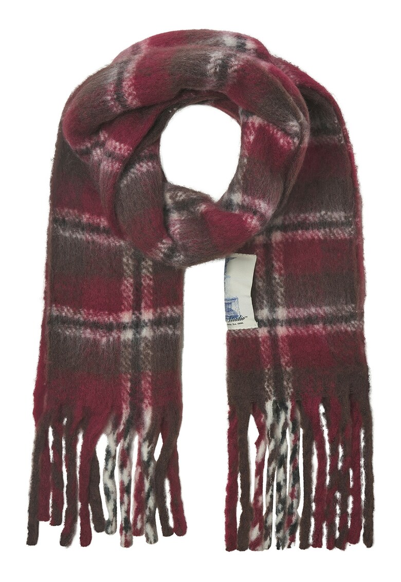 Fular cu margini franjurate - Rosu/Maro