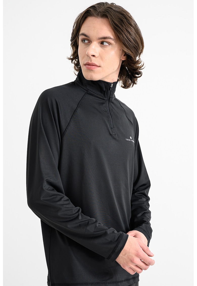 Bluza slim fit cu model text - Negru