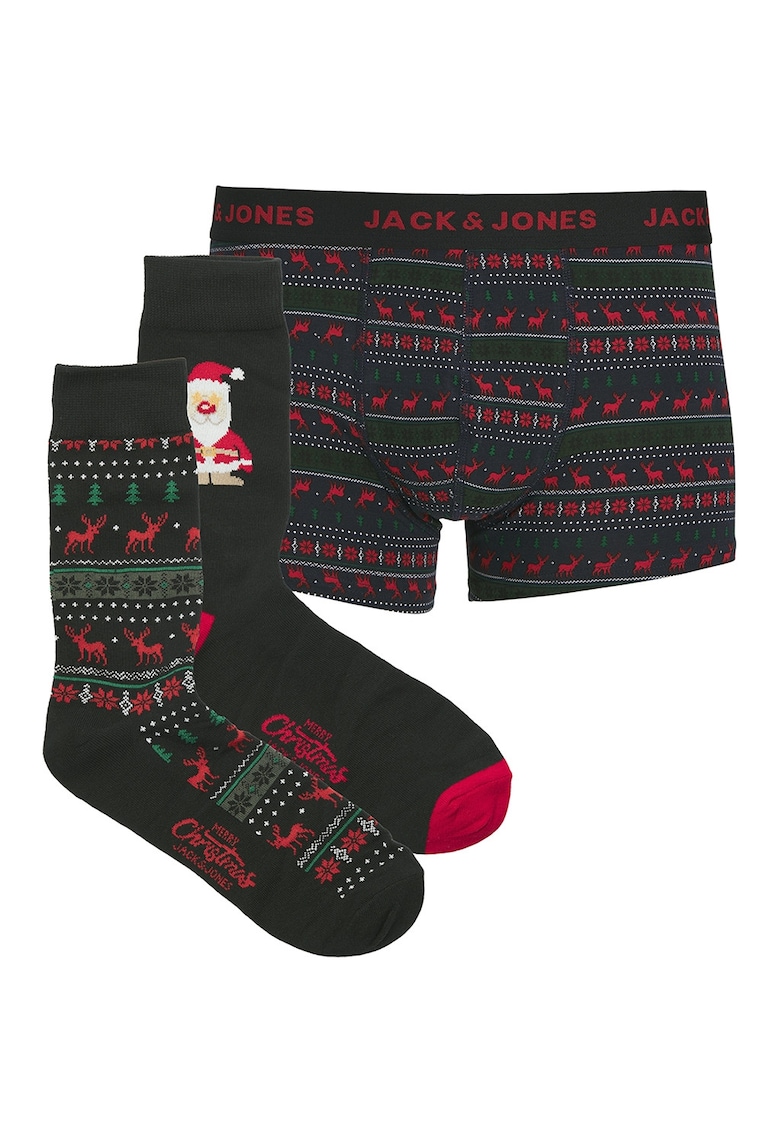 Set de 2 perechi de sosete lungi cu imprimeu si 1 pereche de boxeri