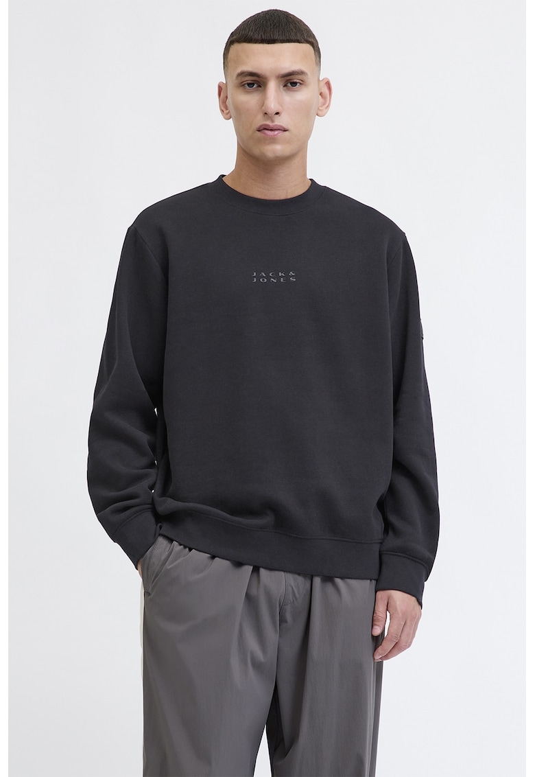 Bluza de trening lunga cu decolteu la baza gatului - Negru