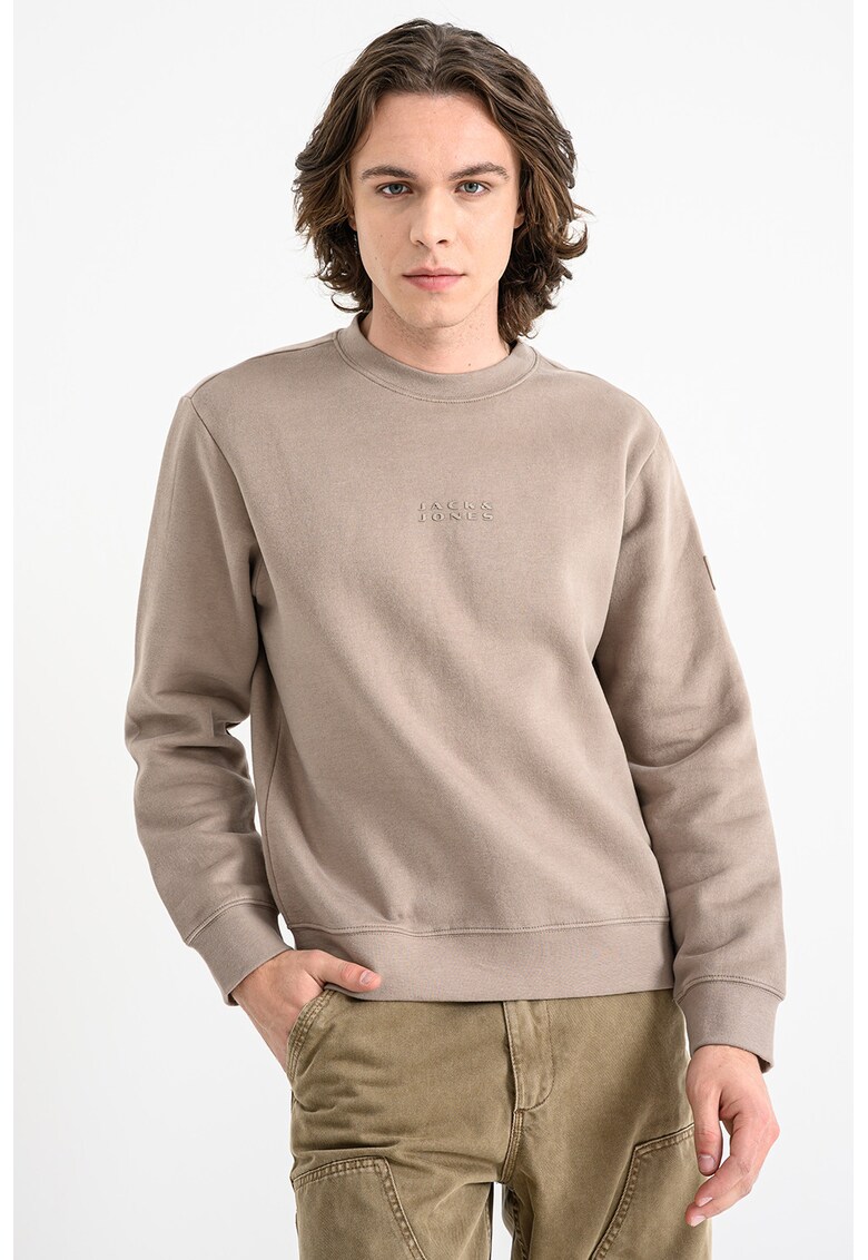 Bluza de trening lunga cu decolteu la baza gatului - Maro taupe