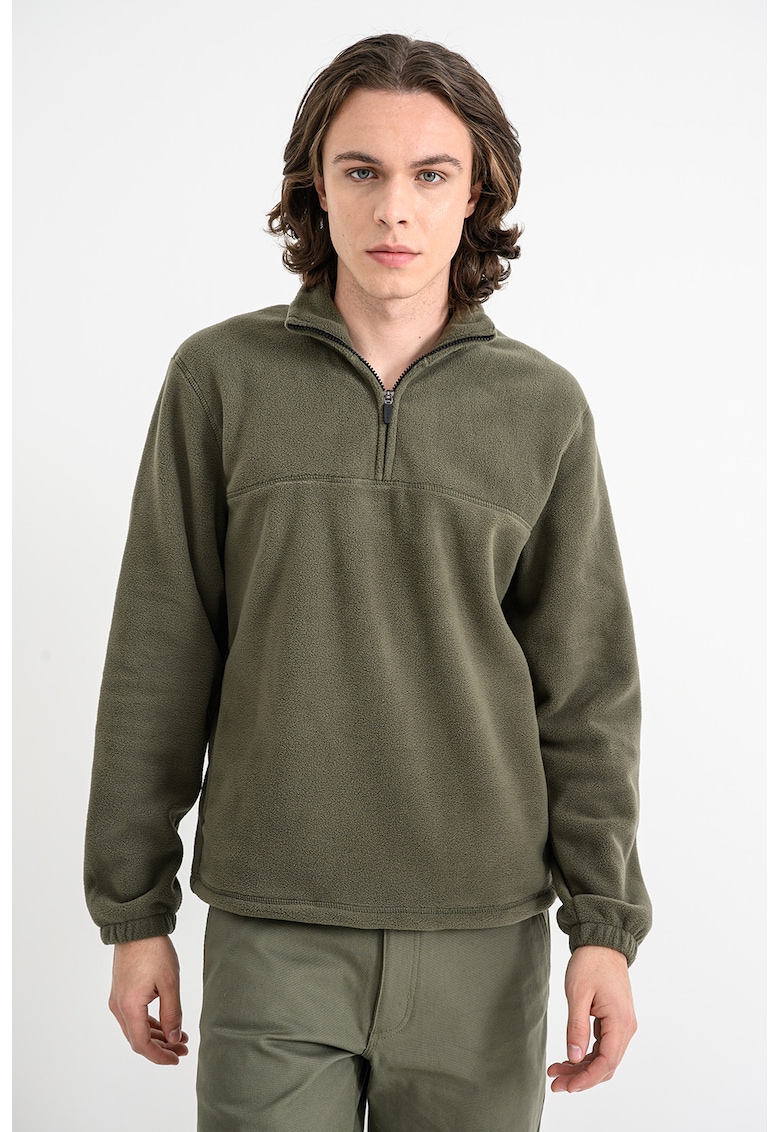 Bluza de trening din material fleece si fermoar scurt