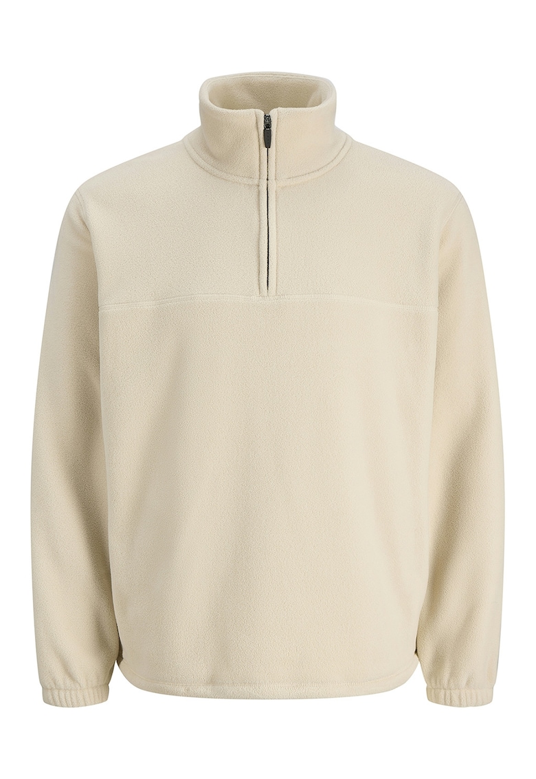 Bluza de trening din material fleece si fermoar scurt