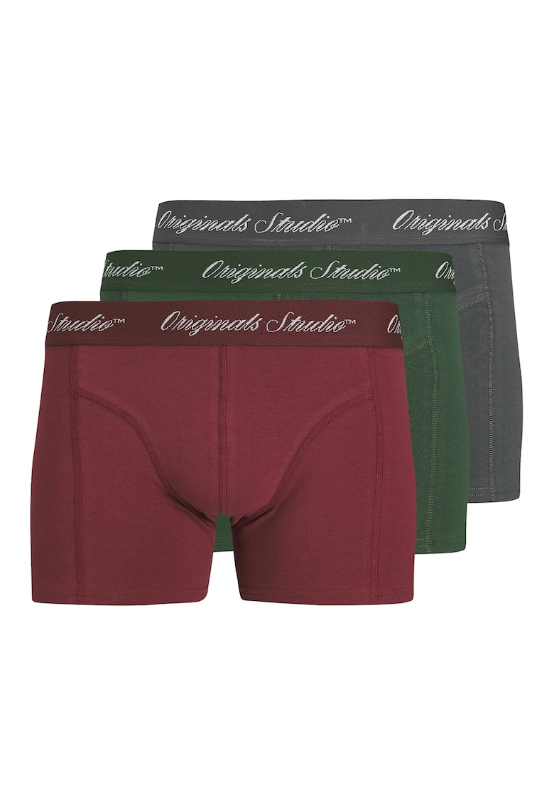 Set de boxeri - 3 perechi - Verde/Rosu inchis/Gri inchis