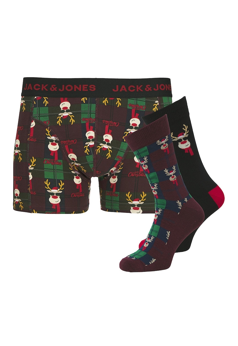 Set de boxeri si sosete lungi cu tematica de Craciun - 3 piese