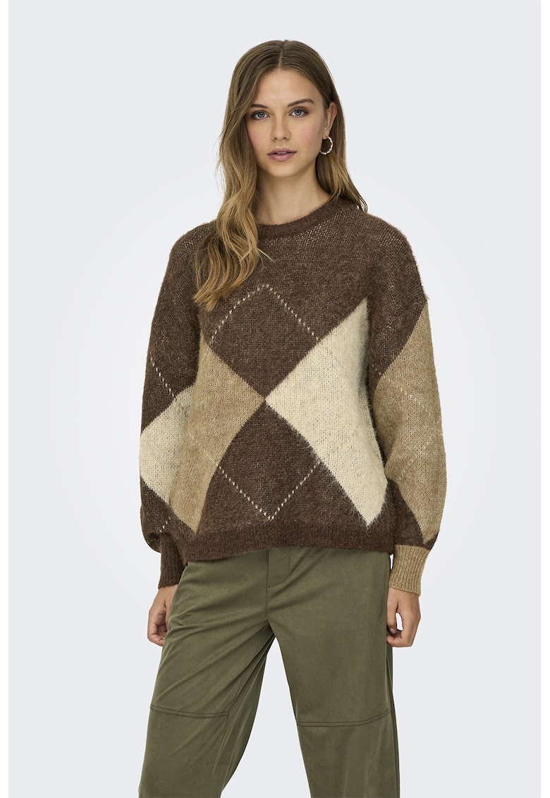 Pulover din amestec de lana cu model geometric