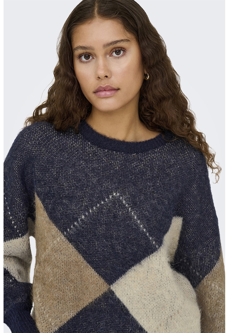 Pulover din amestec de lana cu model geometric