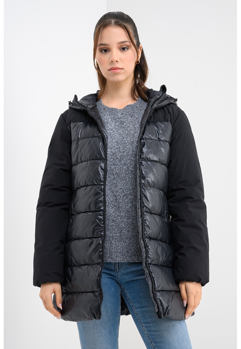 Geaca matlasata cu gluga - Negru