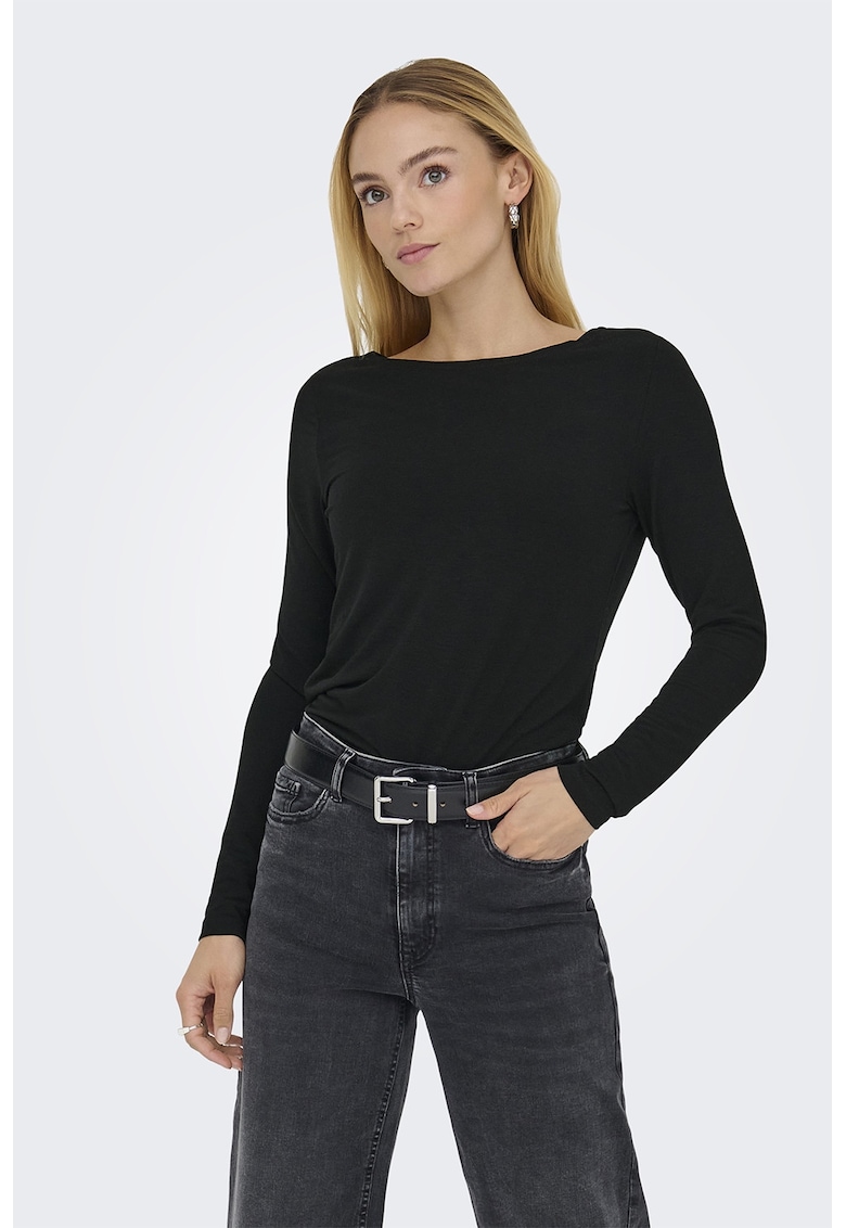 Bluza slim fit cu decolteu barcuta