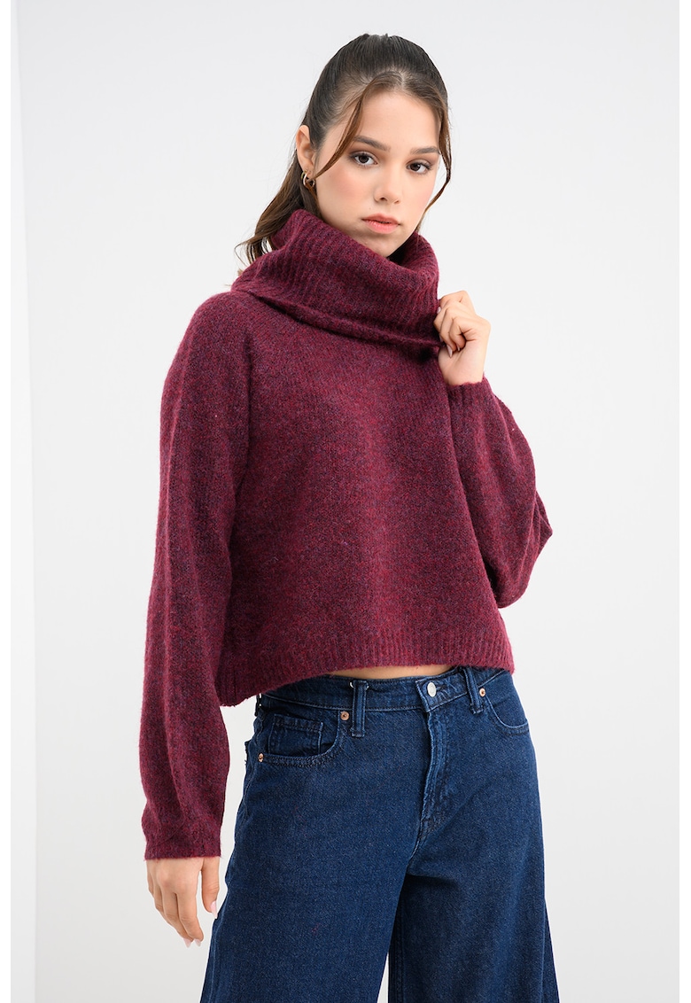 Pulover uni cu guler inalt - Violet tyrian