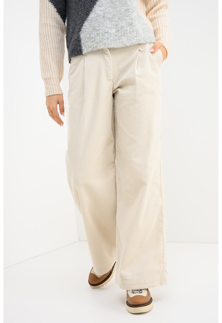 Pantaloni ampli reiati - Alb fildes