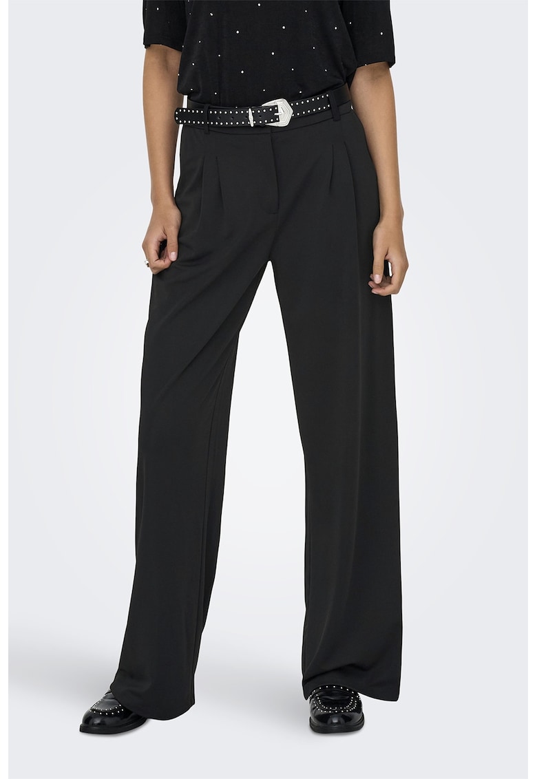 Pantaloni drepti cu talie inalta - Negru