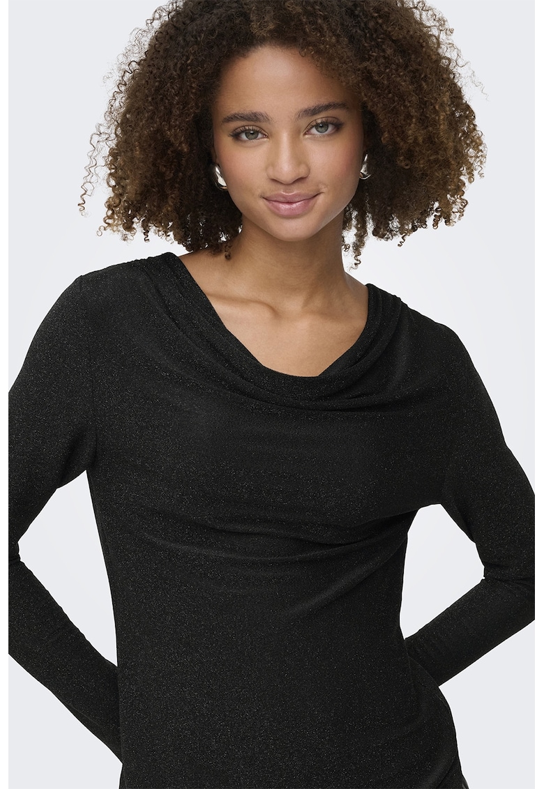 Bluza slim fit cu decolteu drapat