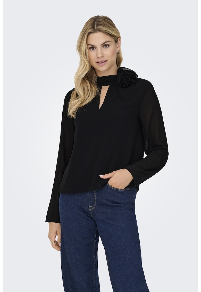 Bluza uni cu detaliu floral