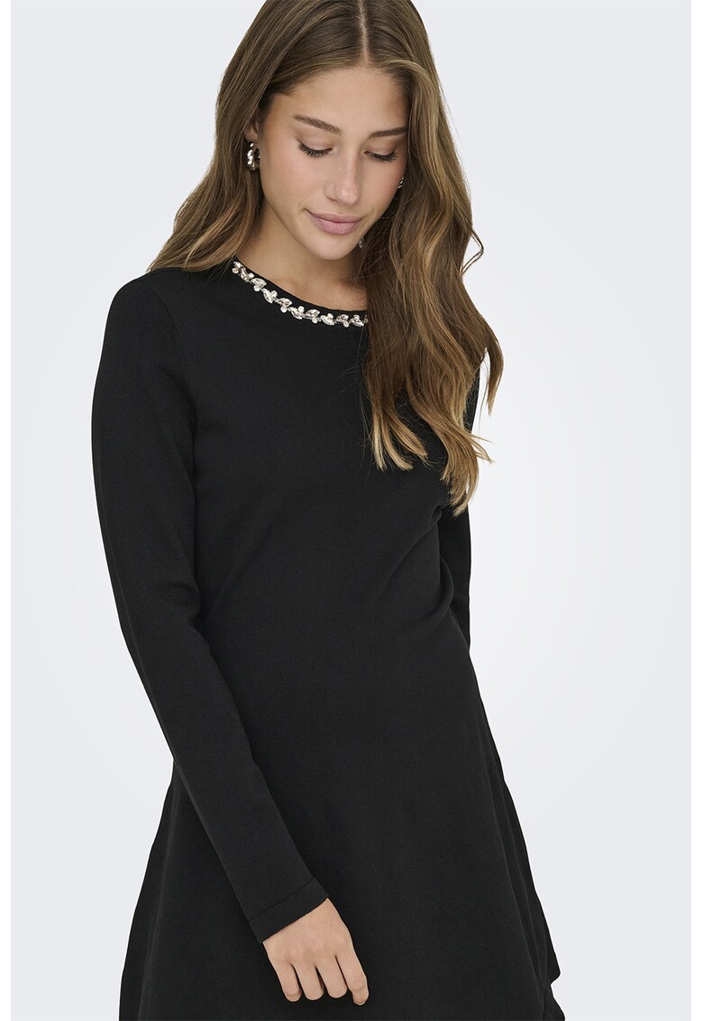 Rochie tricotata fin cu croiala A - Negru