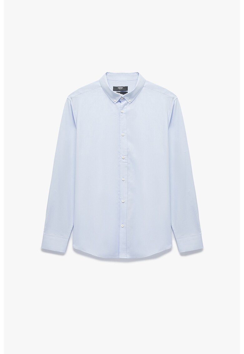 Camasa uni de bumbac cu guler fixat cu nasturi - Albastru pastel