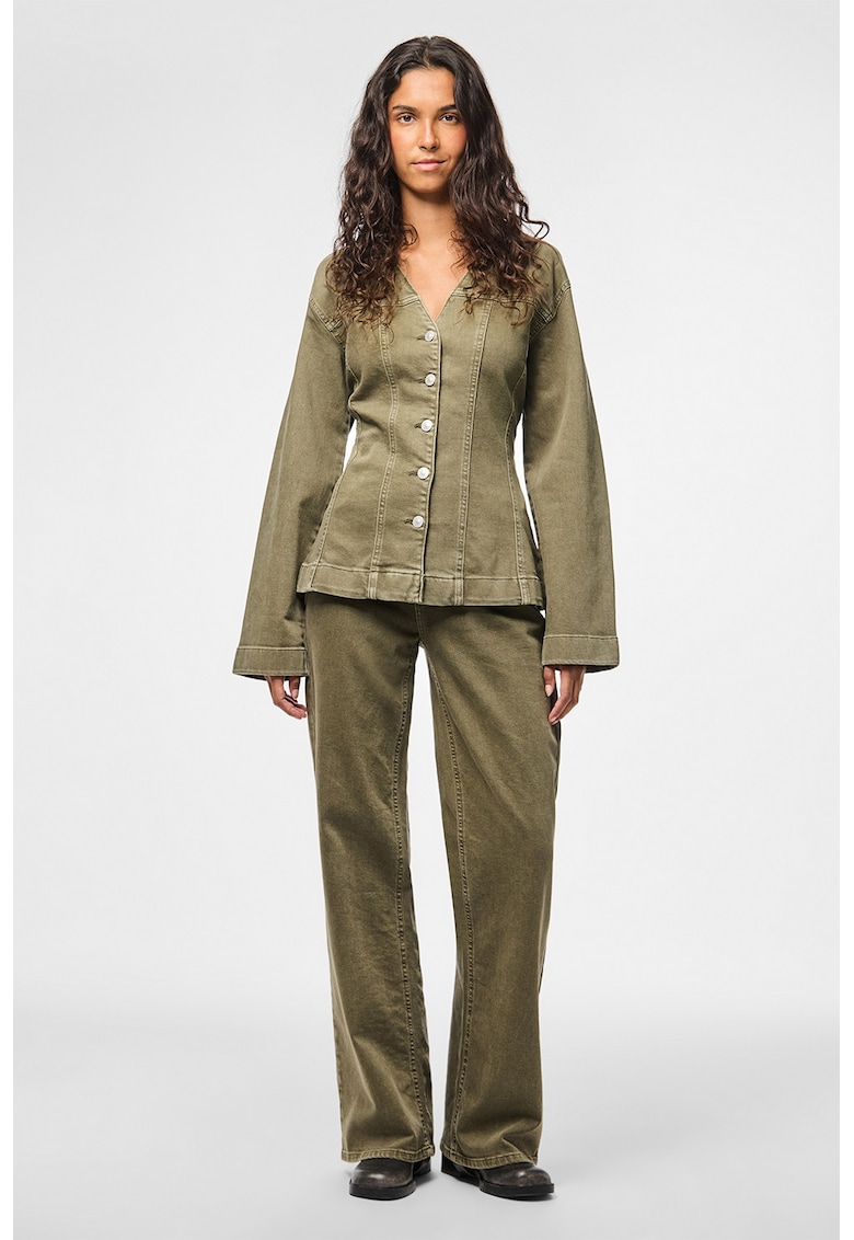 Blugi relaxed fit cu talie medie - Verde masliniu