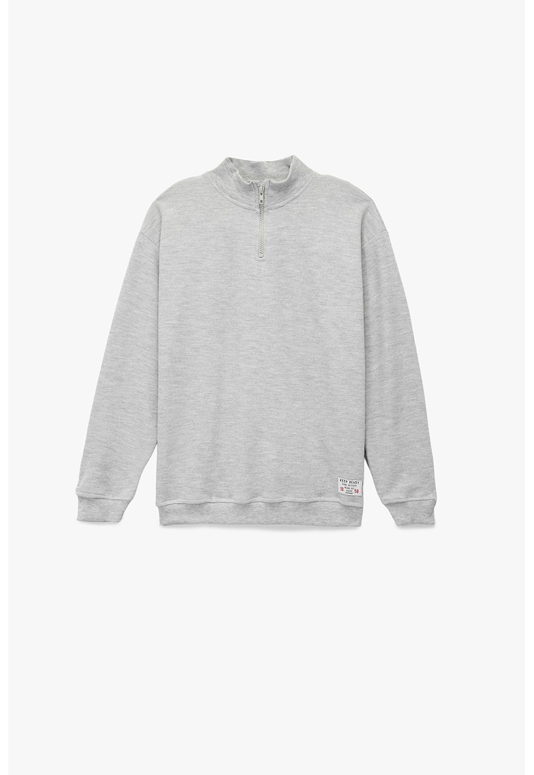 Bluza de trening de bumbac cu fermoar scurt