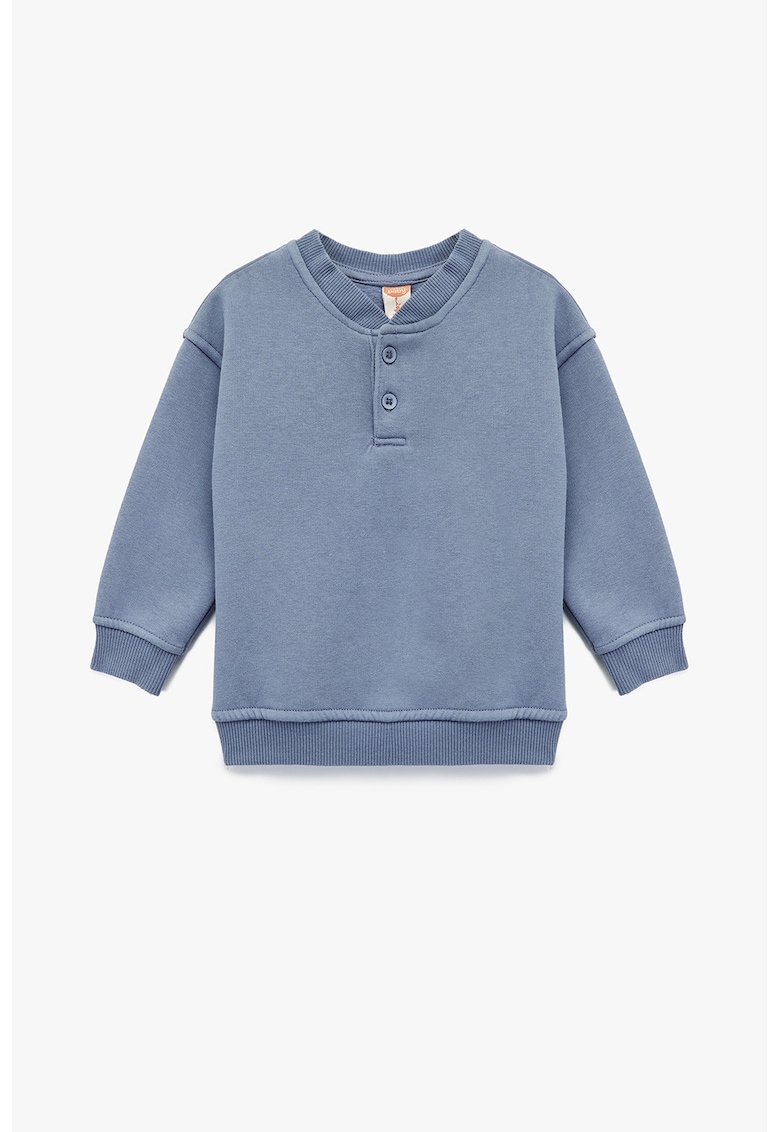 Bluza de trening cu fenta cu nasturi - Albastru prafuit