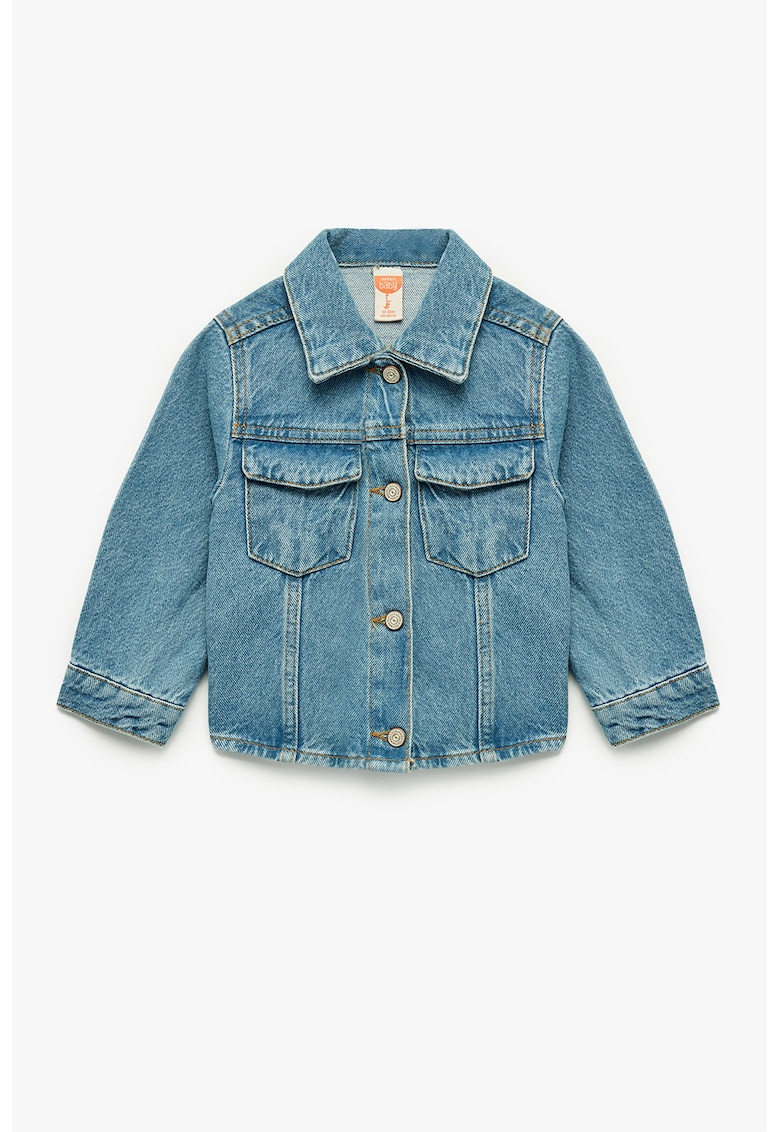 Jacheta de denim cu buzunare cu clapa