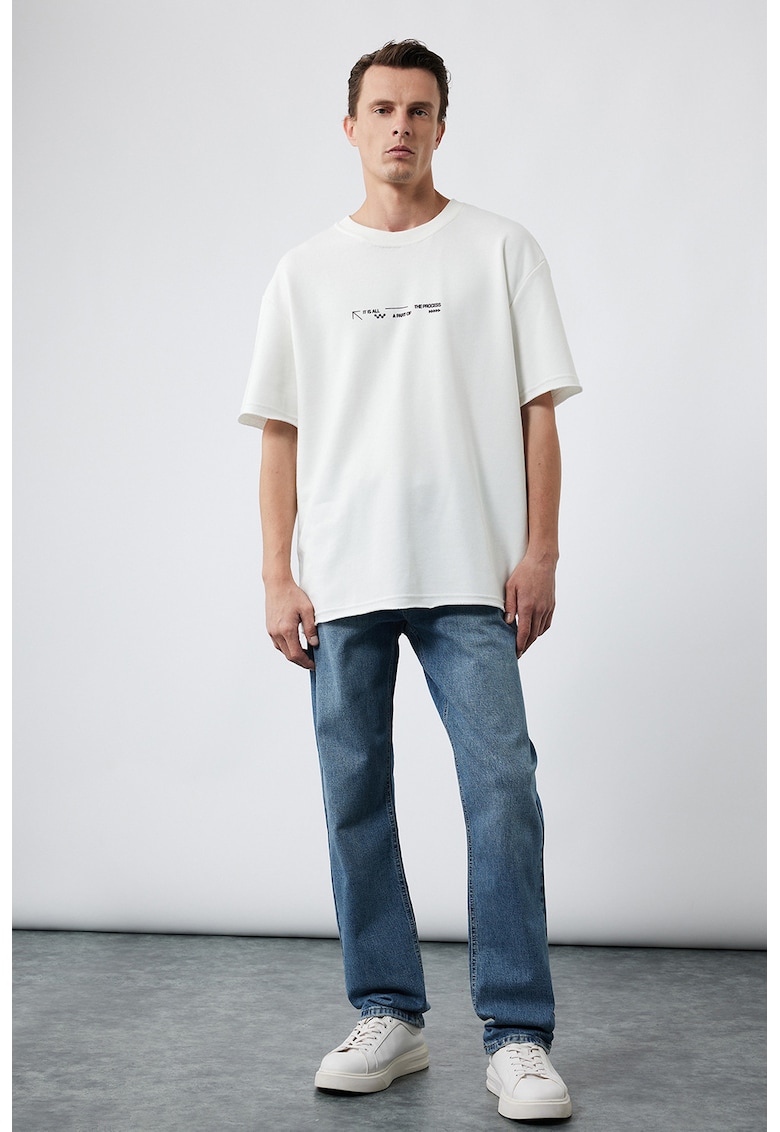 Tricou lejer cu text - Alb optic