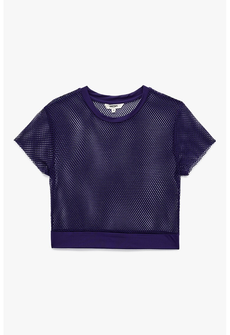 Tricou uni cu decolteu la baza gatului - Albastru indigo