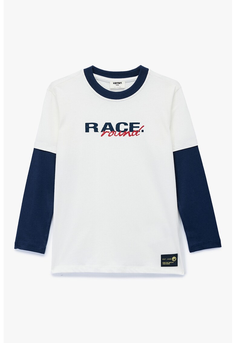 Bluza de bumbac cu maneci contrastante